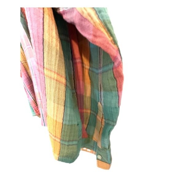 Gap The Big Shirt  Madras Plaid Seersucker Sz XL - Picture 3 of 5